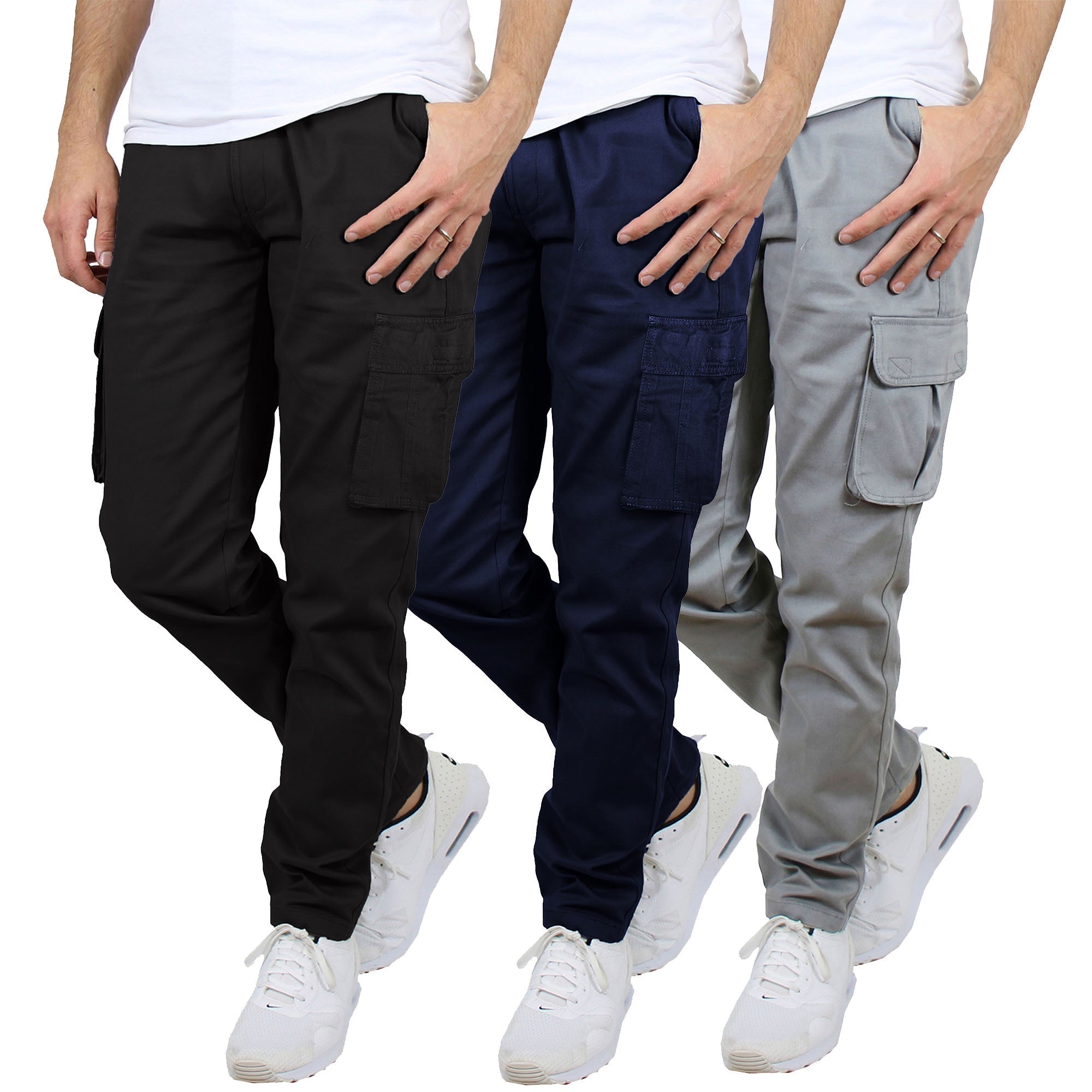 3-Pack Men's Flex-Stretch Cotton Cargo Pants – Comfortable, Durable & Versatile (31-Inch Inseam)