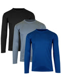 3-Pack Men's Long Sleeve Moisture-Wicking Crew Neck Tees – Quick Dry, Odor Resistant, Wrinkle-Free Active Shirts