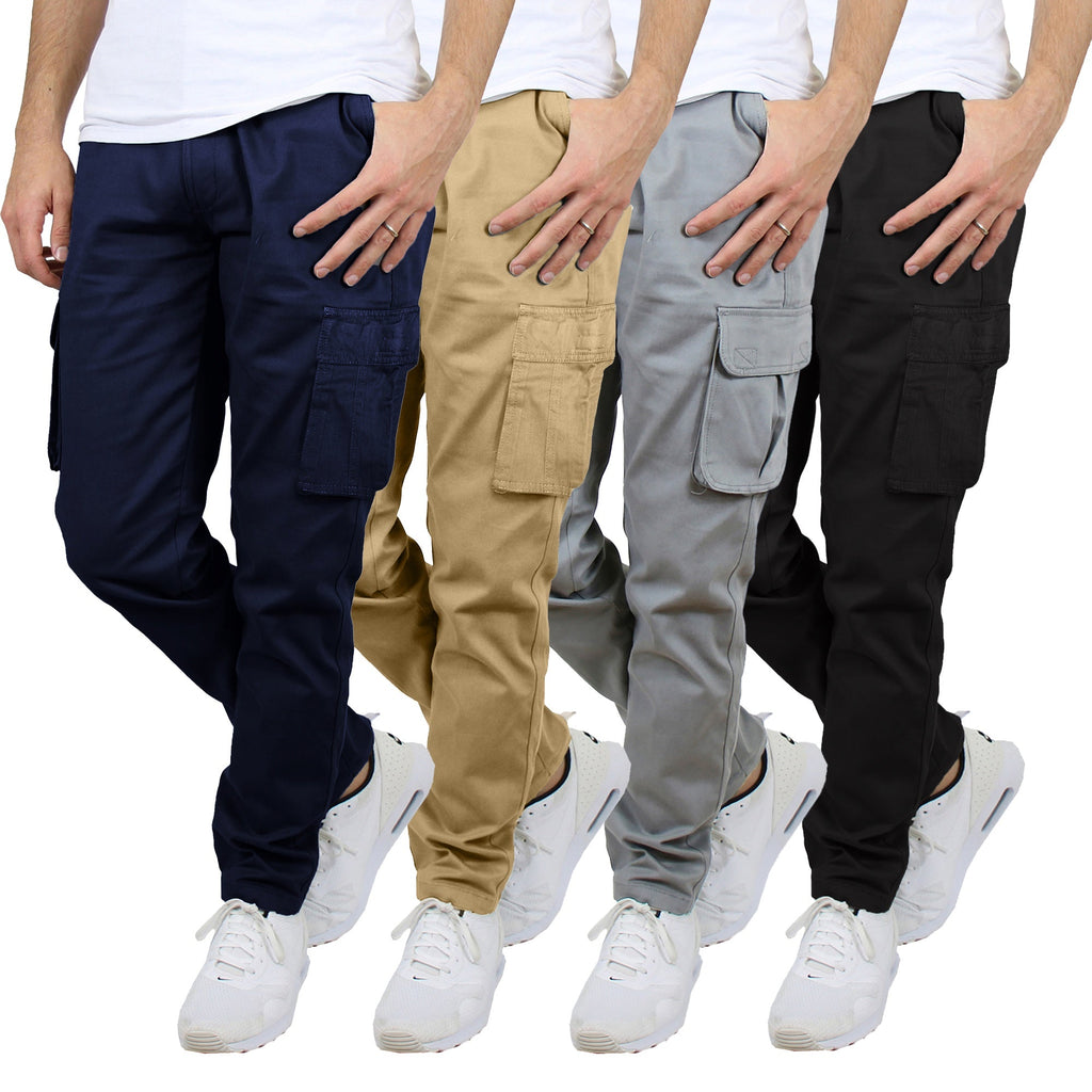 2-Pack Men's Flex-Stretch Cotton Cargo Pants – Comfortable, Durable & Versatile (31-Inch Inseam)