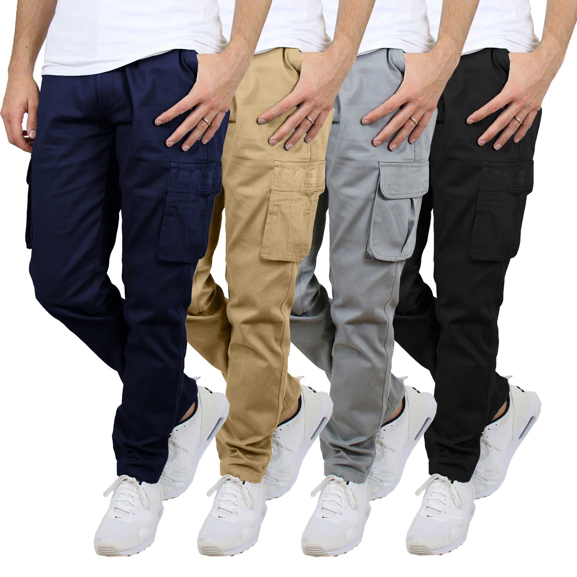 2-Pack Men's Flex-Stretch Cotton Cargo Pants – Comfortable, Durable & Versatile (31-Inch Inseam)