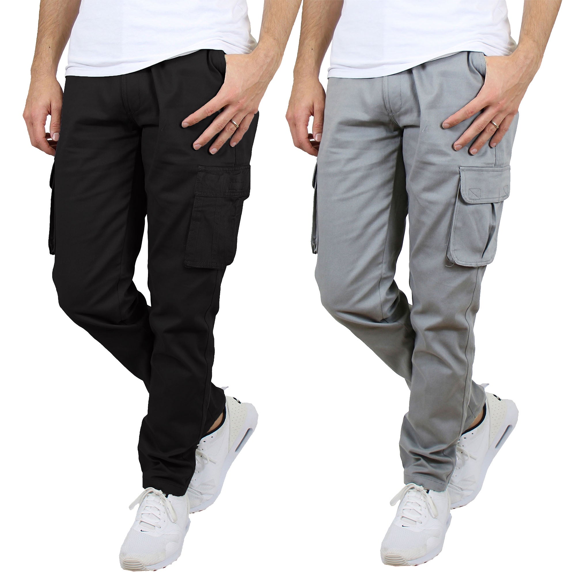 2-Pack Men's Flex-Stretch Cotton Cargo Pants – Comfortable, Durable & Versatile (31-Inch Inseam)